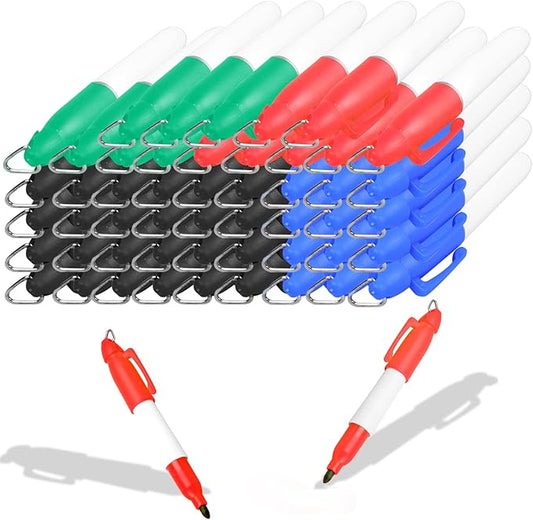 50 Pcs Mini Permanent Markers with Cap Clips Golf Ball Marker Pen Dry Erase Markers with Triangle Hook Golf Keychain Clips for Badge Colorful Ink Pens for Office School Outdoor Activities,Fine Point