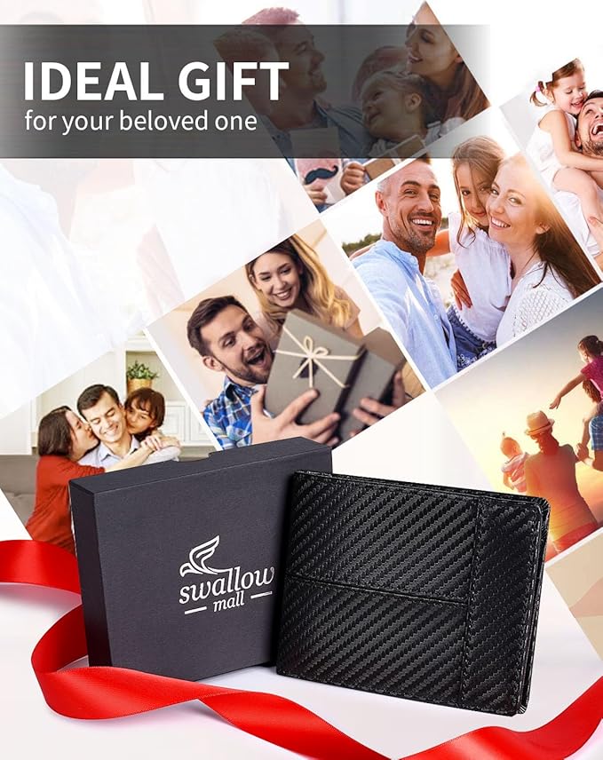 Swallowmall Mens Wallet Rfid Blocking Leather Wallet for Men Bifold Wallets with 1 ID Window 16 Card Slot