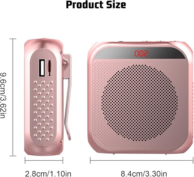 Portable Voice Amplifier for Teachers,Rechargeable Portable Microphone with Speaker,Wired Microphone,Pa System for Outdoors, Teaching, Meeting, Tour Guide, Yoga(5PCS,Rose Gold)