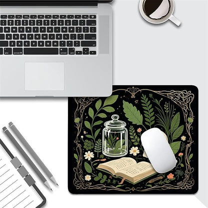 Square Mouse Pad Books and Skulls, Personalized Premium-Textured Custom Mouse Mat Design, Washable Mousepad Cloth, Non-Slip Rubber Base Computer Mouse Pads for Wireless Mouse