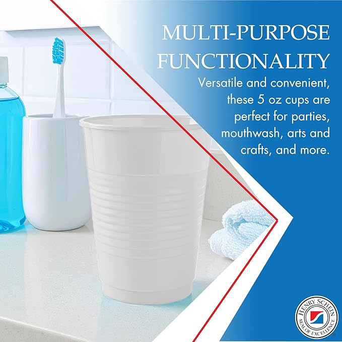Essentials Healthcare Products Plastic Drinking Cups - Full Case of 1000 Cups - White 5 oz Disoposable Cups for Cold Beverages, Parties, Office, or Medical Use - Durable & Convenient
