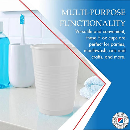 Essentials Healthcare Products Plastic Drinking Cups - Full Case of 1000 Cups - White 5 oz Disoposable Cups for Cold Beverages, Parties, Office, or Medical Use - Durable & Convenient