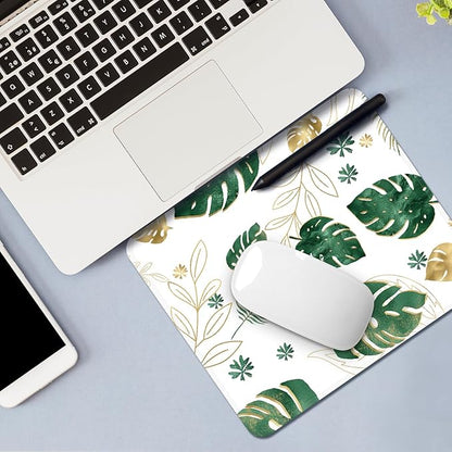Square Mouse Pad with Stitched Edge, Premium Mousepad Washable Cloth. Computer Mouse Pad with Non-Slip Rubber Base, Mouse Pads for Computers Laptop Mouse 9.25x7.75x0.12 inch-Plantain