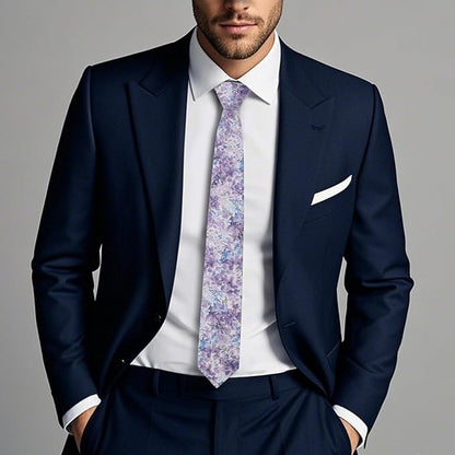 Cotton Floral Ties for Men 2.76" Men's Skinny Tie Linen Flower Printed Neck Tie for Wedding Dating Party
