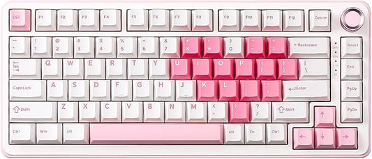 YUNZII B75 PRO Wireless Mechanical Keyboard,75% Layout with Knob,Hot Swap Gasket Structure,Creamy Pre-lubed Switches,RGB Backlit,Bluetooth/Type-C/2.4G for Win/Mac (White, Cocoa Cream V2 Switch)