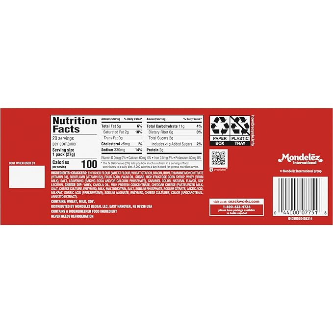 Handi-Snacks RITZ Crackers 'N Cheesy Dip Snack Packs, School Snacks, 20 Snack Packs