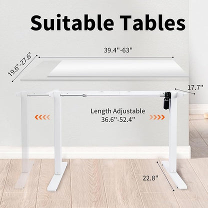 Electric Adjustable Standing Desk Frame Workstation,Up to 47.2",Ergonomic Standing Up Desk Base with Memory Controller,White Frame Only