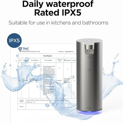 mooas Automatic Foaming Soap Dispenser - Stainless Steel, Touchless, Rechargeable, Hands Free, 9.4oz (Silver)