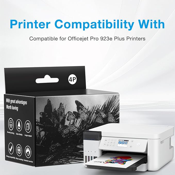 923XL 923e Ink Cartridges for HP OfficeJet Pro 8135 8130 8139 8138 8122 8120 8124 8125 8130 8132 8134 Printers (4 Pack with Chip)
