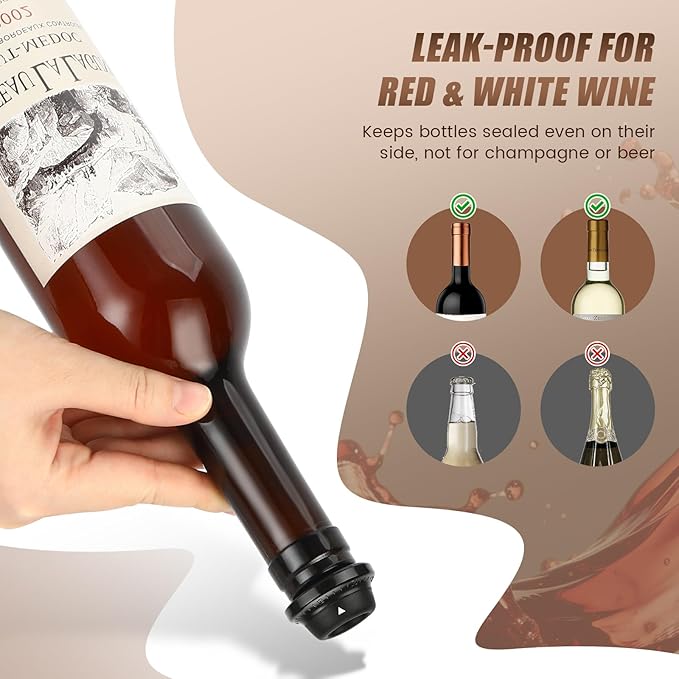 Wine Saver Vacuum Pump Set with 4 Reusable Wine Stoppers, Wine Bottle Preserver & Sealer, Keeps Wine Fresh Longer, Ergonomic Handle, Ideal Gift for Wine Lovers