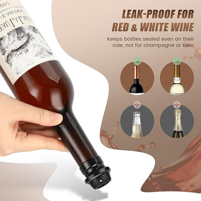 Wine Saver Vacuum Pump Set with 4 Reusable Wine Stoppers, Wine Bottle Preserver & Sealer, Keeps Wine Fresh Longer, Ergonomic Handle, Ideal Gift for Wine Lovers