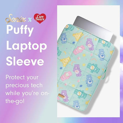 Sonix | Puffy Laptop Sleeve | 15-16 Inch, Quilted Pillow Puffer Laptop Carrying Case, Computer Sleeve | Care Bears Pastel