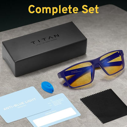 Titan Gaming Glasses, Anti Blue Light Glasses Men, UV400 Protection Blue Light Blocking Glasses for Computer Eye Strain