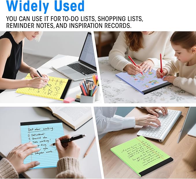 6pcs Legal Pads 8.5 x 11, Notepads 8.5 x 11 Inch, Color Note Pads Clear Print Writing Pads of Paper, Memo Pads , Perforate Legal Notepads Paper , Wide Ruled Lined with Sturdy Back,30 Sheets/Pack