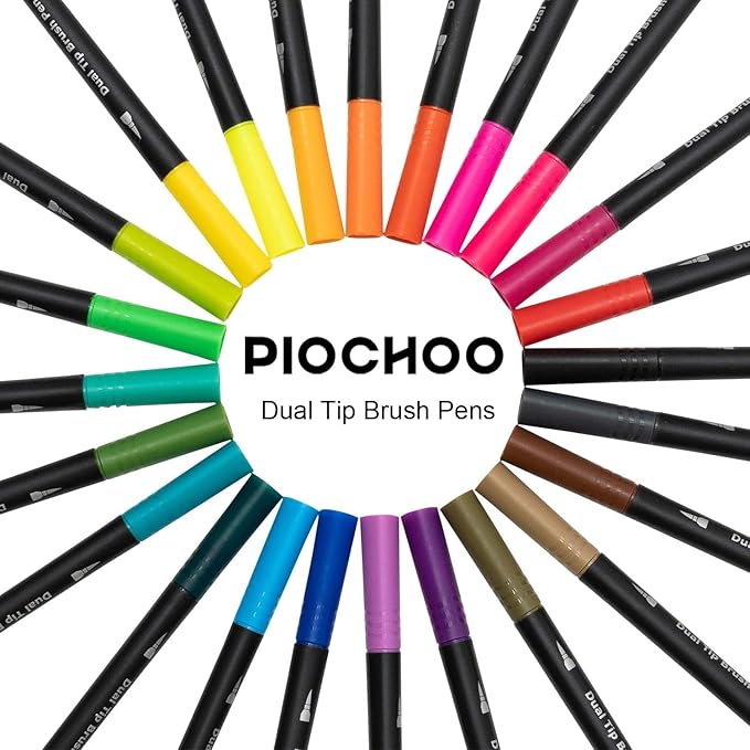 Dual Brush Markers,60Colors Markers for Adult Coloring Books, Dual Tip Markers for School, Fine and Brush Tip for Adults Coloring Books, Calligraphy, Drawing, Sketching