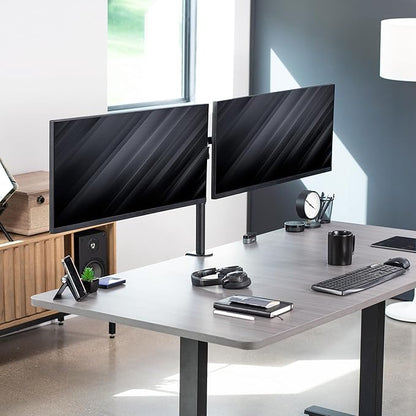 VIVO Dual Ultrawide Monitor Desk Mount, Heavy Duty Fully Adjustable Steel Stand, Holds 2 Computer Screens up to 38 inches and Max 10kg Each, Black, STAND-V038