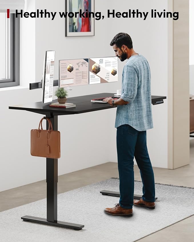 SANODESK Standing Desk Height Adjustable Electric Stand up Desk 71x32 Inches Sit Stand Home Office Desk with Splice Board, Black Frame/Black Top
