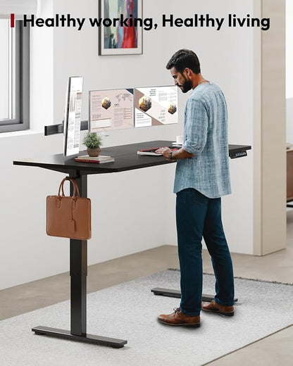 SANODESK Standing Desk Height Adjustable Electric Stand up Desk 71x32 Inches Sit Stand Home Office Desk with Splice Board, Black Frame/Black Top
