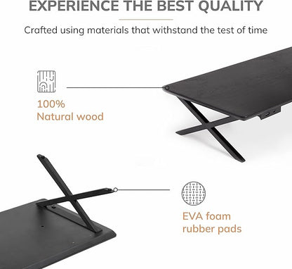 Anji Mountain Monitor Stand - Desktop Organizer & Laptop Riser, Ergonomic Monitor Riser, Space-Saving Monitor Stand for Desk, Durable Construction, Easy Assembly, Ideal for Home & Office,Black