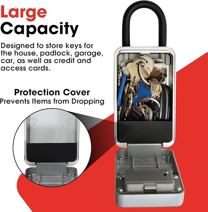 Key Lock Box, Secure lock box for keys with code for Indoor and Outdoor Use, Ideal for Home, Office or Rentals, Perfect for Homeowners and Businesses Looking for a Secure Storage Solution