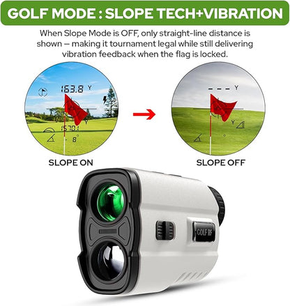 Golf Rangefinder with Slope, 1200 Yards Laser Range Finder with High-Precision Flag Pole Locking Vibration, 7X Magnification, Rechargeable Battery
