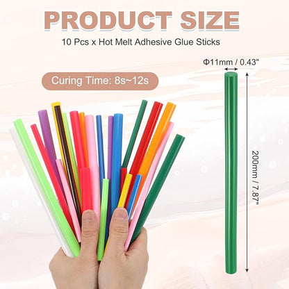 PATIKIL Hot Glue Sticks for Glue Gun, 10 Pcs Colored Hot Melt Adhesive Glue Sticks Bulk for DIY Projects Craft Art Decoration Home Repairs, Dark Green (7.9" x 0.43")