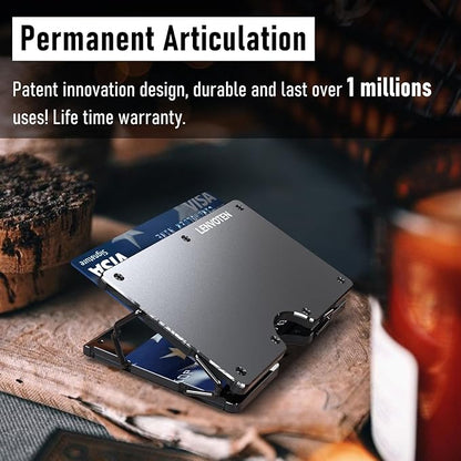 Upgraded Hinged Minimalist Wallet for Men | Slim Metal RFID Blocking Wallet | Credit Card Holder & Money Clip Holds 20 Cards | Premium Scratch-Resistant Finish | Ideal Gift for Men