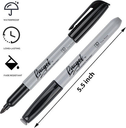 Permanent Markers Bulk, 120 Pack Fine Tip Black Permanent Markers, Waterproof Markers, Premium Smear Proof Pens, Quick Drying, Office Supplies for School, Office, Home
