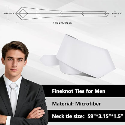 Fineknot Black Ties for Men, Formal Neckties for Men, Solid Color Mens Ties for Business, Wedding, Party, Mens Neck Tie