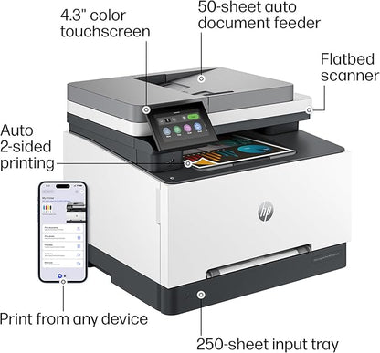 HP Color LaserJet Pro MFP 3301sdw Wireless All-in-One Color Laser Printer, Office Printer, Scanner, Copier, ADF, Duplex, Best-for-Office (499Q3F)