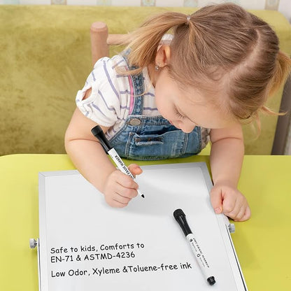 Comix Magnetic Dry Erase Markers, Fine Tip Black Whiteboard Markers with Eraser Cap, Low Odor Black Markers for Kids Teachers