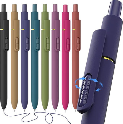 8 Pack Blue Ink Gel Pens，Quick-Dry 0.7mm Fine Point Fidget Pens for Smooth Writing, Journaling & Drawing, Aesthetic Morandi Color Pens for Women, School & Office Supplies (Vintage Blue Ink)