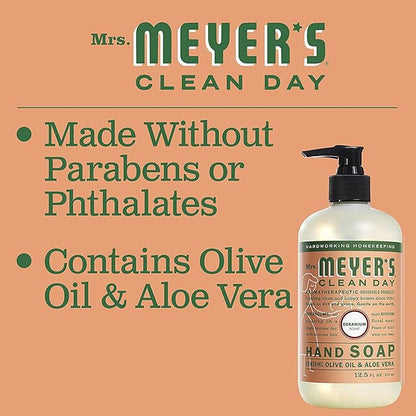 MRS. MEYER'S CLEAN DAY Hand Soap Refill, Made with Essential Oils, Biodegradable Formula, Geranium, 33 Fl. Oz (Pack Of 2)