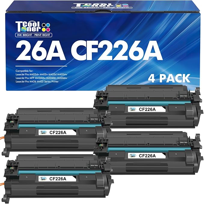 CF226A 26A Toner Cartridge for HP Printer 26X Compatible for HP CF226A CF226X Black Laserjet Toner Cartridge Pro M402n MFP M426fdw M402dne M426fdn M402dn M402 M402dw M426 M426dw Printer Ink 4 Pack