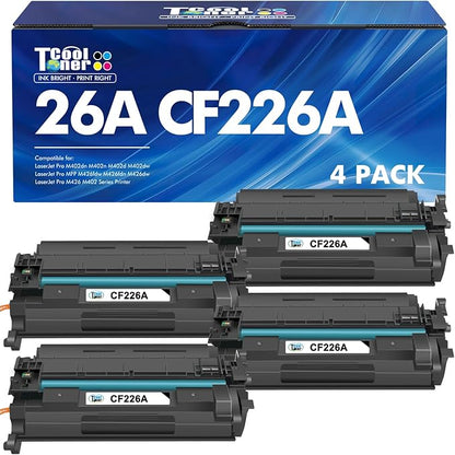 CF226A 26A Toner Cartridge for HP Printer 26X Compatible for HP CF226A CF226X Black Laserjet Toner Cartridge Pro M402n MFP M426fdw M402dne M426fdn M402dn M402 M402dw M426 M426dw Printer Ink 4 Pack