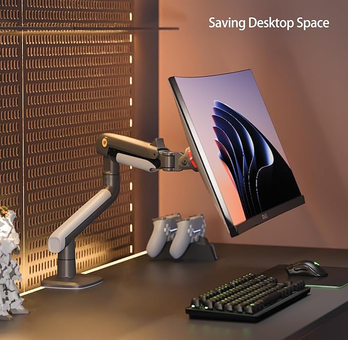 Gaming Monitor Arm for Flat/Ultrawide/Curved Monitors 27'' to 50 inch, Heavy Duty Monitor Mount Load up to 18 kg, VESA 75/100 mm J5