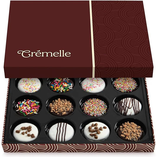 Cremelle Gourmet Cookies Gift Box, 12 Pieces of Food Gifts Cookies, Ideal Chocolate Candy Gift Box for Friends, Colleagues and Loved Ones, Perfect Fancy Cookie for Holidays and Celebrations