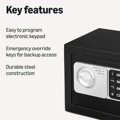 Amazon Basics Steel Security Safe and Lock Box with Electronic Keypad - 0.16 cu. ft.