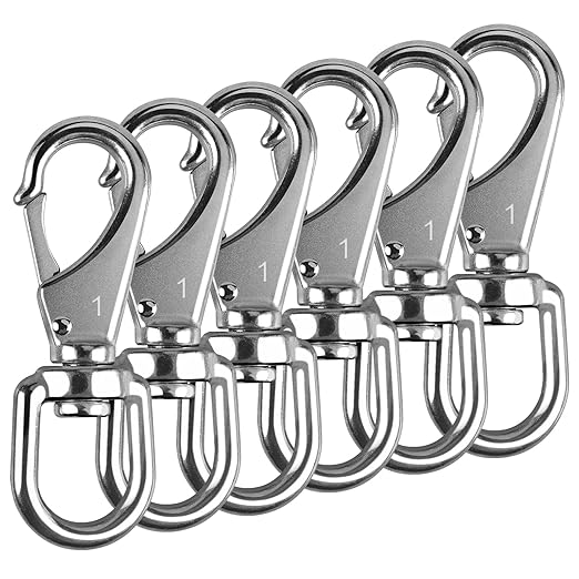 KINLINK 304 Stainless Steel Swivel Snap Hooks, 6 Pack 3.5 Inch Flag Pole Clips, Heavy Duty Spring Snap Hooks for Flagpole Rope, Dog Leash, Keychain, Boat Anchor Rope, Bird Feeder