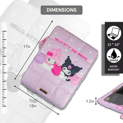 Sonix x Sanrio | Puffy Laptop Sleeve | 15-16 Inch, Quilted Pillow Puffer Laptop Carrying Case, Computer Sleeve | Kuromi & My Melody | Emokyun