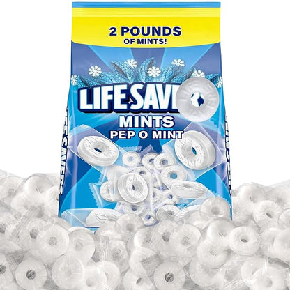 Pep O Mint Hard Candy, 2lb Pack of Mints Bulk, Perfect for Sharing, Gifting, Weddings and Special Events, Classic Peppermint Individually Wrapped with a Cool, Refreshing Taste