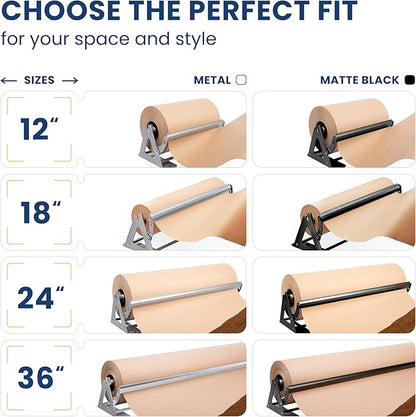 DIY Crew 12 Inch Paper Roll Dispenser and Cutter - Heavy-Duty Wall Mountable, Non Slip Tabletop - Kraft, Freezer, Butcher Paper - Up to 1000ft Rolls