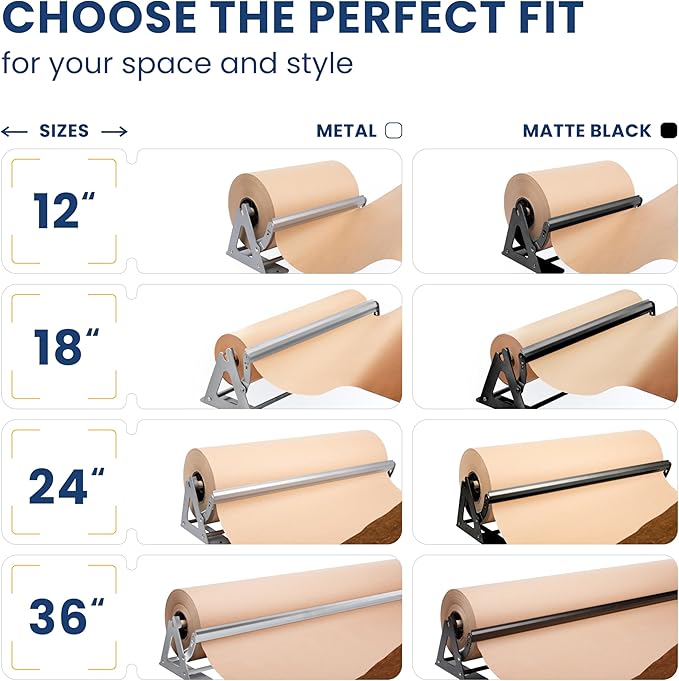 DIY Crew 12 Inch Paper Roll Dispenser and Cutter - Heavy-Duty Wall Mountable, Non Slip Tabletop - Kraft, Freezer, Butcher Paper - Up to 1000ft Rolls
