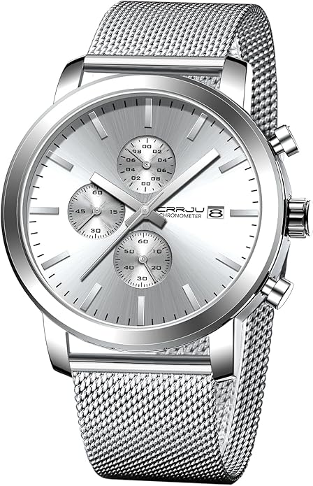 CRRJU Mens Stylish Casual Quartz Watches for Men Luxury Waterproof Calendar Chronograph Japan Movement Wristwatches