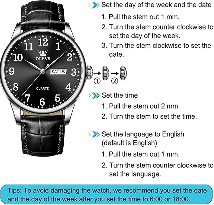 OLEVS Watch Men Mens Watches Watches for Men Leather Band Classic Brown Leather Watch Men, Analog Watch Men, Black Mens Leather Watch, Dress Waterproof Large Face Mens Watch,Relojes para Hombres Watch