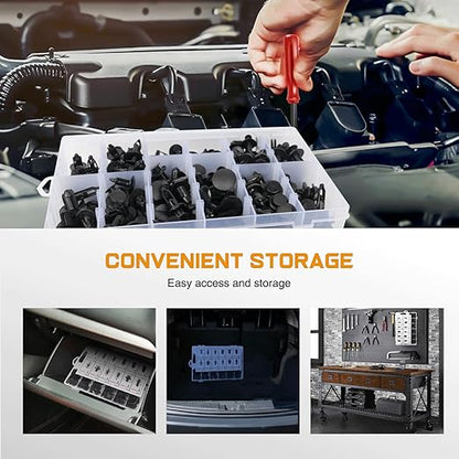 GOOACC - GRC-33 240PCS Bumper Retainer Clips Car Plastic Rivets Fasteners Push Retainer Kit Most Popular Sizes Auto Push Pin Rivets Set -Door Trim Panel Fender Clips for GM Ford Toyota Honda Chrysler