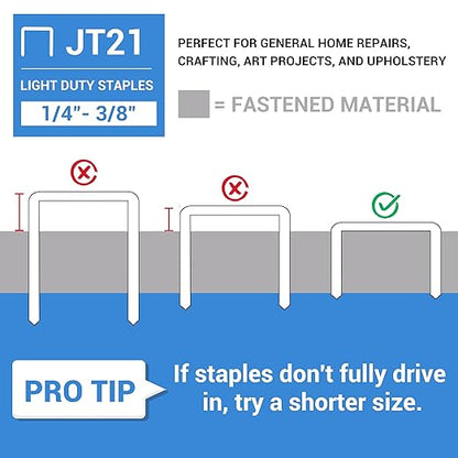 meite JT21 Staples, 5/16 Inch Galvanized Fine Wire Staples for Staple Gun - 7/16" Crown JT21 Staple Refill, Ideal for Upholstery, Crafts, Furniture (5 Packs)