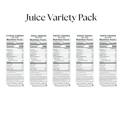 Raw Generation Best-Sellers Pack - Cold Pressed Juices in 5 delicious flavors- Nutritionist-Designed for Weight Management, Stronger Immunity & Increased Energy (30 bottles)