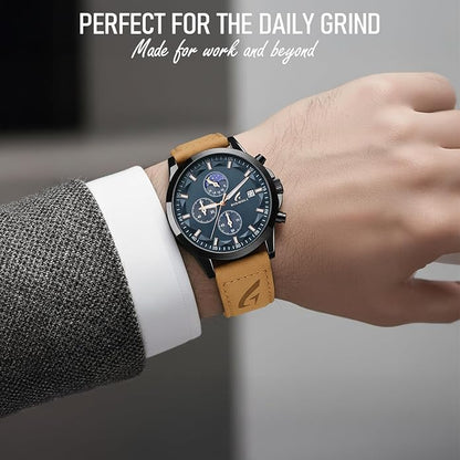 Distinctive Mens Analog Chronograph Watches with Auto Date & Multi Subdials, Fashion Casual Sport Quartz Wrist Watches with Luminous, 3ATM Waterproof, Valentines Day Gifts for Him, Boyfriend, Husband, Dad