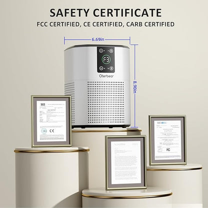 Air Purifiers for Bedroom Home Up to 1350 Ft², Oterbear Room Air Cleaner with H13 True HEPA Filter with Sleep Mode, Aroma Function, Ambient Light, Remove Dander Smoke Pollen Odor, White